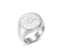 Amaxer Anillo de sello para hombre con sello de El Sello de los Siete Arcángeles, de acero inoxidable, con protección religiosa