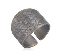 Amaxer Anillo de siete arcángeles para hombre, cubo de Metatron, acero inoxidable, protección de arcángeles tetragrammaton, anillo ajustable