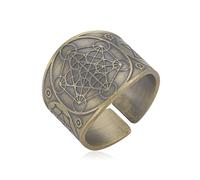 Amaxer Anillo de siete arcángeles para hombre, cubo de Metatron, acero inoxidable, protección de arcángeles tetragrammaton, anillo ajustable
