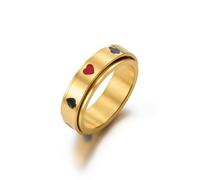 Amaxer Anillo giratorio de cartas para hombres y mujeres, de acero inoxidable, con ases, espadas, casino, fortuna, buena suerte, antiestrés, ansiedad, Acero inoxidable, Acero inoxidable.