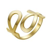 Amaxer Ankh Cruz Anillo Cruz Egipcia Llave de la Vida Amuleto Anillo Ajustable Dedo Joyería Regalos (Estilo1-Oro)