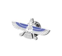Amaxer Broche de Faravahar de acero inoxidable esmaltado azul, zoroastrismo persa, símbolo de Farohar, insignia de la herencia iraní, broche de solapa, mochila, traje, collar, accesorios de decoración