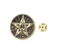 Amaxer - Broche de pentagrama, diseño de tetragrammaton, pentagrama, mágico, bendecido de Salomón, amuleto, insignia para mochila, sombrero o decoración Accesorios, mdium, Acero inoxidable, sin piedra