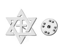 Amaxer Broche judío de cruz de estrella de David para mujeres y hombres, broche de Magen David Israel, broches, mochila, insignia, sombrero, bolsa, accesorios de decoración, 26*26mm, Acero inoxidable
