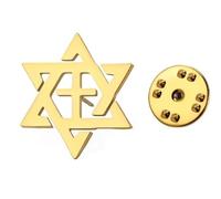 Amaxer Broche judío de cruz de estrella de David para mujeres y hombres, broche de Magen David Israel, broches, mochila, insignia, sombrero, bolsa, accesorios de decoración, 26*26mm, Acero inoxidable