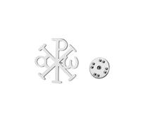 Amaxer Chi Rho Alpha Omega - Broches religiosos con símbolo de alfa omega para mochila, insignia, sombrero, bolsa, accesorios de decoración, L50, Acero inoxidable, No.