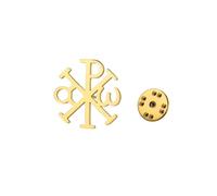 Amaxer Chi Rho Alpha Omega - Broches religiosos con símbolo de alfa omega para mochila, insignia, sombrero, bolsa, accesorios de decoración, L50, Acero inoxidable, No.