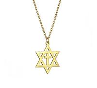 Amaxer Collar con colgante de estrella judía de David de acero inoxidable para mujer, L50, Acero inoxidable, No es una piedra preciosa