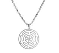 Amaxer Collar con colgante de símbolo de rueda de Hécate para hombre, diosa Hécate, joyería con colgante para hombres y mujeres, L60, Acero inoxidable, No es una piedra preciosa