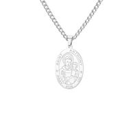 Amaxer Collar con medalla de San Antonio para hombres y mujeres, de acero inoxidable, ovalada, con colgante de San Antonio, orar por nosotros, cadena católica, religiosa, protección de la fe, joyería