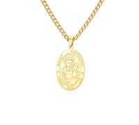 Amaxer Collar con medalla de San Antonio para hombres y mujeres, de acero inoxidable, ovalada, con colgante de San Antonio, orar por nosotros, cadena católica, religiosa, protección de la fe, joyería