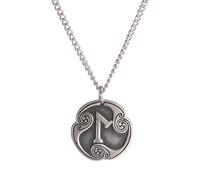 Amaxer Collar de 24 runas con talismán vikingo, joyería asatru, colgante pagano wiccano, runas nórdicas, collar de amuleto nórdico vintage para mujeres y hombres (Laguz)