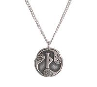 Amaxer Collar de 24 runas con talismán vikingo, joyería asatru, colgante pagano wiccano, runas nórdicas, collar de amuleto nórdico vintage para mujeres y hombres (Thurisaz)