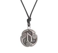 Amaxer Collar de 24 runas de talismán, joyería vikinga, collar de Asatru, con colgante de wicca, runas nórdicas, amuleto nórdico, vintage, collar de cadena ajustable (Uruz)