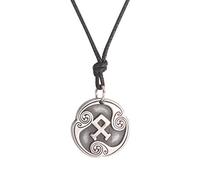 Amaxer Collar de 24 runas de talismán, joyería vikinga, collar de Asatru, con colgante de wicca, runas nórdicas, amuleto nórdico, vintage, collar de cadena ajustable (Othala)