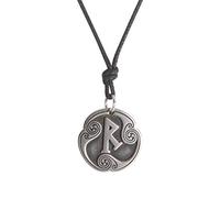 Amaxer Collar de 24 runas de talismán, joyería vikinga, collar de Asatru, con colgante de wicca, runas nórdicas, amuleto nórdico, vintage, collar de cadena ajustable (Raidho)