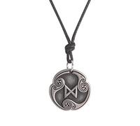 Amaxer Collar de 24 runas de talismán, joyería vikinga, collar de Asatru, con colgante de wicca, runas nórdicas, amuleto nórdico, vintage, collar de cadena ajustable (Dagaz)