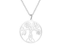 Amaxer Collar de árbol de girasol, collar de árbol de la vida, joyería de girasol, collar con colgante para mujer, L50, Acero inoxidable, No es una piedra preciosa
