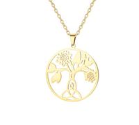 Amaxer Collar de árbol de girasol, collar de árbol de la vida, joyería de girasol, collar con colgante para mujer, L50, Acero inoxidable, No es una piedra preciosa