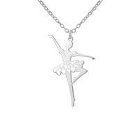 Amaxer Collar de bailarina esmaltada para mujer, gimnasia, ballet, bailarina, baile, acero inoxidable, joyería de regalo, collar con colgante para amantes del baile (estilo 2, plateado)