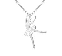 Amaxer Collar de bailarina esmaltada para mujer, gimnasia, ballet, bailarina, baile, acero inoxidable, joyería de regalo, collar con colgante para amantes del baile (estilo 1, plateado)