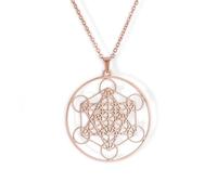 Amaxer Collar de cubo de Metatron para mujer, estrella de David Arcángel Metatron, protección de la declaración de protección ahuecada de acero inoxidable, collar con dije de cadena