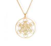 Amaxer Collar de cubo de Metatron para mujer, estrella de David Arcángel Metatron, protección de la declaración de protección ahuecada de acero inoxidable, collar con dije de cadena