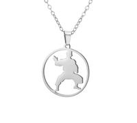 Amaxer Collar de Kung Fu para artes marciales, taekwondo, culturista, fitness, atletismo, joyería, collar con colgante para amantes del deporte, L50, Acero inoxidable, No es una piedra preciosa