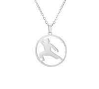 Amaxer Collar de Kung Fu para artes marciales, taekwondo, culturista, fitness, atletismo, joyería, collar con colgante para amantes del deporte, L50, Acero inoxidable, No es una piedra preciosa