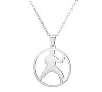 Amaxer Collar de Kung Fu para artes marciales, taekwondo, culturista, fitness, atletismo, joyería, collar con colgante para amantes del deporte, L50, Acero inoxidable, No es una piedra preciosa