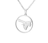 Amaxer Collar de Kung Fu para artes marciales, taekwondo, culturista, fitness, atletismo, joyería, collar con colgante para amantes del deporte, L50, Acero inoxidable, No es una piedra preciosa