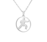 Amaxer Collar de Kung Fu para artes marciales, taekwondo, culturista, fitness, atletismo, joyería, collar con colgante para amantes del deporte, L50, Acero inoxidable, No es una piedra preciosa