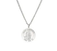 Amaxer Collar de santo para hombre, de acero inoxidable, medalla protectora religiosa, protección religiosa, joyería, regalos, collares con colgante para mujeres y hombres, L50, Acero inoxidable, Sin
