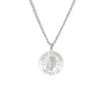 Amaxer Collar de santo para hombre, de acero inoxidable, medalla protectora religiosa, protección religiosa, joyería, regalos, collares con colgante para mujeres y hombres, L50, Acero inoxidable, Sin