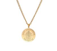 Amaxer Collar de santo para hombre, de acero inoxidable, medalla protectora religiosa, protección religiosa, joyería, regalos, collares con colgante para mujeres y hombres, L50, Acero inoxidable, Sin