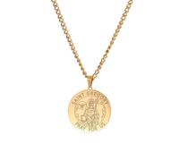 Amaxer Collar de santo para hombre, de acero inoxidable, medalla protectora religiosa, protección religiosa, joyería, regalos, collares con colgante para mujeres y hombres, L50, Acero inoxidable, Sin