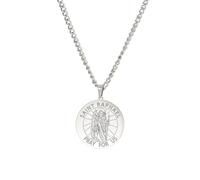 Amaxer Collar de santo para hombre, de acero inoxidable, medalla protectora religiosa, protección religiosa, joyería, regalos, collares con colgante para mujeres y hombres, L50, Acero inoxidable, Sin