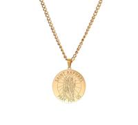 Amaxer Collar de santo para hombre, de acero inoxidable, medalla protectora religiosa, protección religiosa, joyería, regalos, collares con colgante para mujeres y hombres, L50, Acero inoxidable, Sin