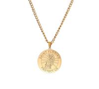 Amaxer Collar de santo para hombre, de acero inoxidable, medalla protectora religiosa, protección religiosa, joyería, regalos, collares con colgante para mujeres y hombres, L50, Acero inoxidable, Sin