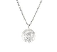 Amaxer Collar de santo para hombre, de acero inoxidable, medalla protectora religiosa, protección religiosa, joyería, regalos, collares con colgante para mujeres y hombres, L50, Acero inoxidable, Sin