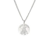 Amaxer Collar de santo para hombre, de acero inoxidable, medalla protectora religiosa, protección religiosa, joyería, regalos, collares con colgante para mujeres y hombres, L50, Acero inoxidable, Sin