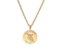 Amaxer Collar de santo para hombre, de acero inoxidable, medalla protectora religiosa, protección religiosa, joyería, regalos, collares con colgante para mujeres y hombres, L50, Acero inoxidable, Sin