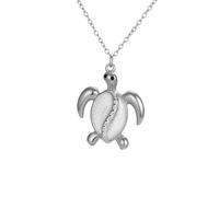 Amaxer Collar de tortuga marina hawaiana náutica para mujer, colgante de acero inoxidable, collar de joyería tropical para vacaciones en la playa, L50, Acero inoxidable, No es una piedra preciosa