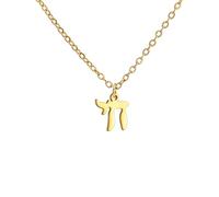 Amaxer Collar delicado con colgante de estrella de David Hebreo Chai para mujer minimalista Janucá Magen Judaico de acero inoxidable, L50, Acero inoxidable