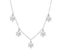 Amaxer Collar Delicado de Estrella de David Símbolo Hebreo Chai para Mujer, Collar Minimalista de Hanukka Magen Judío, Colgante de Acero Inoxidable (Estrella de David Chai Plateado)