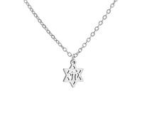 Amaxer Collar Delicado de Estrella de David Símbolo Hebreo Chai para Mujer, Minimalista, Hanukkah, Magen, Joyería Judía, Colgante de Acero Inoxidable (Estrella de David Chai)