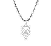 Amaxer Collar Sephirot Kabbalah Tree of Life para hombres, amuleto Vintage, joyería de acero inoxidable, regalos, collar con colgante (Plata)