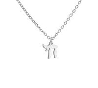 Amaxer Delicada collar con colgante en forma de estrella de David, símbolo judío chai, para mujer, minimalista, Hanukkah Magen, hebreo, en acero inoxidable, 50cm, Acero inoxidable