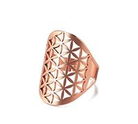 Amaxer Flor de la vida de acero inoxidable Mandala Geometría Sagrada Anillo para mujer Declaración excavado fuera anillo ajustable Joyería para mujer, Acero inoxidable, acero inoxidable.