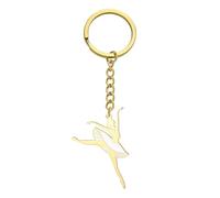Amaxer Llavero de bailarina esmaltada, joyería inspiradora para el equipo de gimnasia, regalo de cadena para amantes de la danza, dorado, 24.5mm